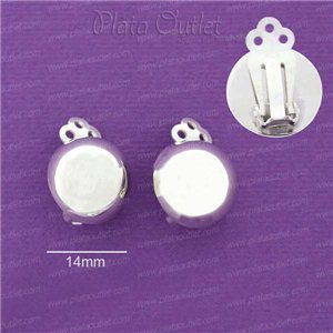 Arbitraje Real moco Pendientes media bola cierre pellizco plata 14mm,aretes media bolita clip  presion,plata Madrid España,comprar en tienda fisica