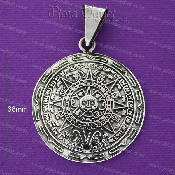 plata calendario azteca 38mm,dije borde liso,piedra del sol,plata madrid,plata al mayor, mayorista