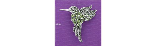 Broche olivina y topacio azul